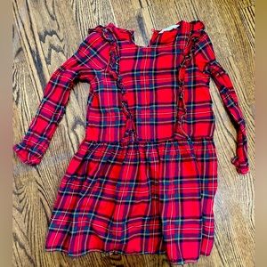 H&M Girls Holiday Dress, Size 7, red plaid